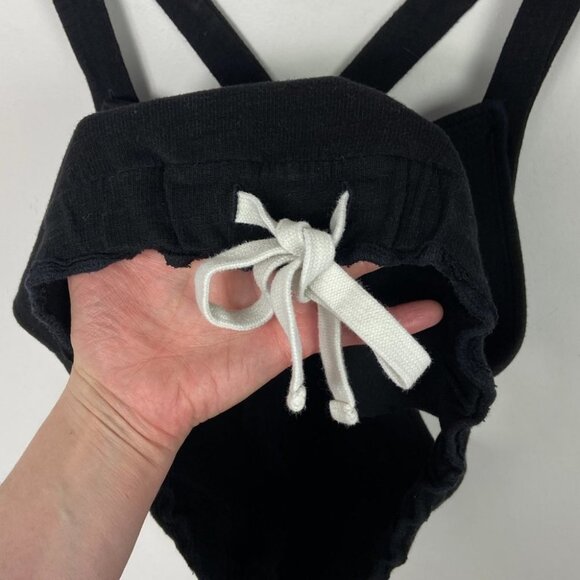 Monrow Maternity Tank Top Black Stretch Jersey Size Small Tie Front Adjustable S - Picture 4 of 9